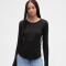 V-LS OPP WAFFLE TEE BLACK 1