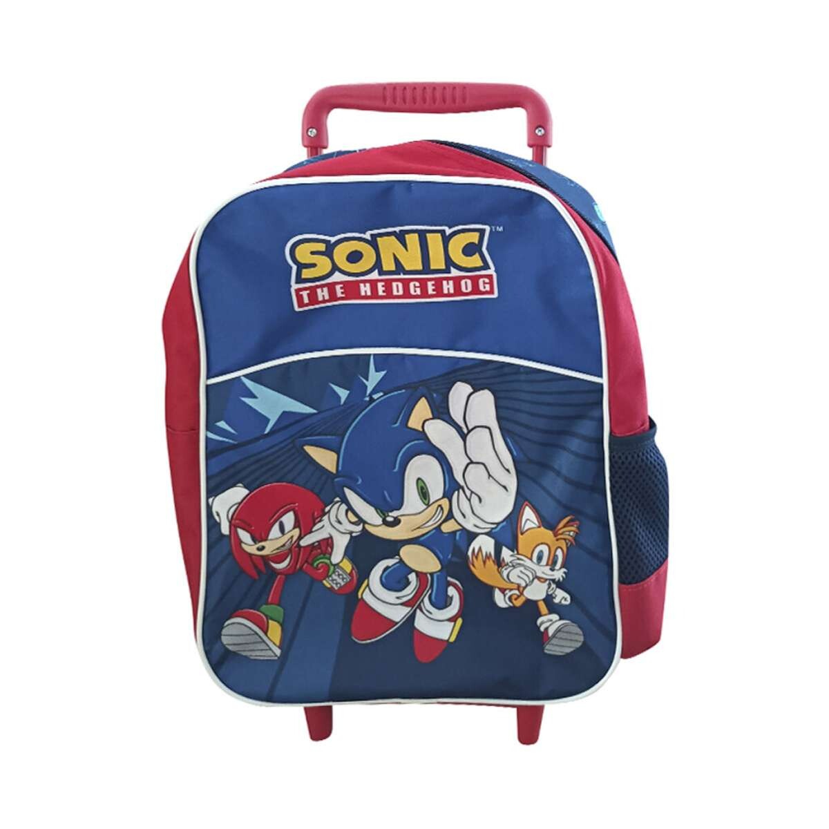 Mochila infantil Sonic con Carro Tafeta Chica 35 x 26 cm - Azul/Rojo 