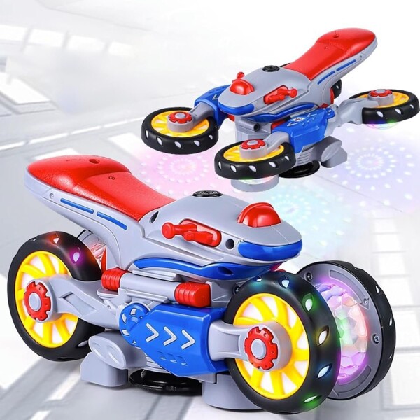 Moto Giratoria Luz Sonido Movimiento 360 Juguete Niños Variante Color Rojo Azul