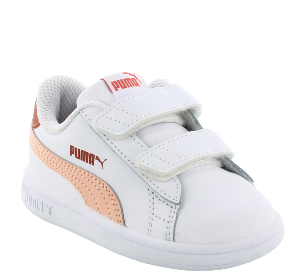 zapatillas Puma niña Smash Blanco Rosa velcro /