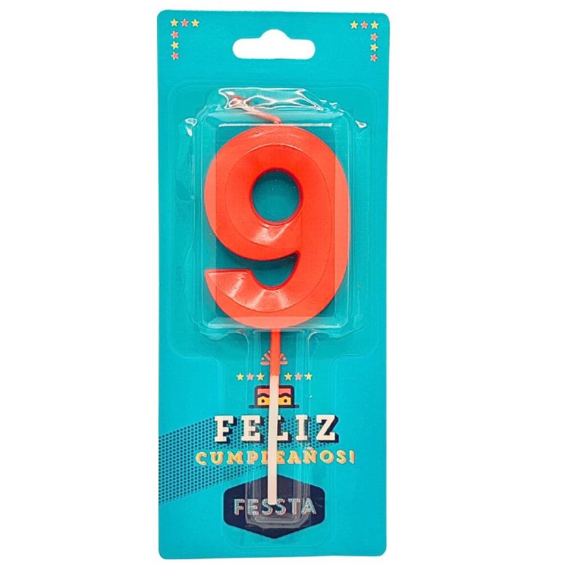 Vela Número 3D Grande Roja - NUEVE 