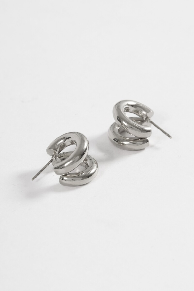Aros acero doble plateado