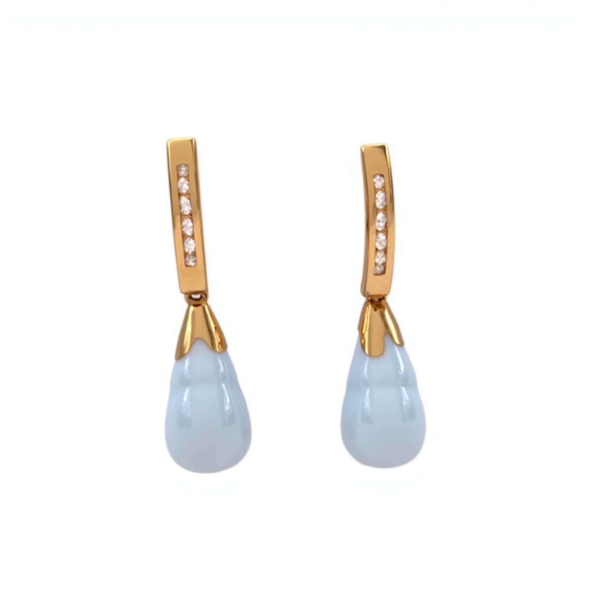 Caravanas colgante Aguamarina gota- Oro bajo - Aguamarina y zirconia- CA8093 - conpiedra 