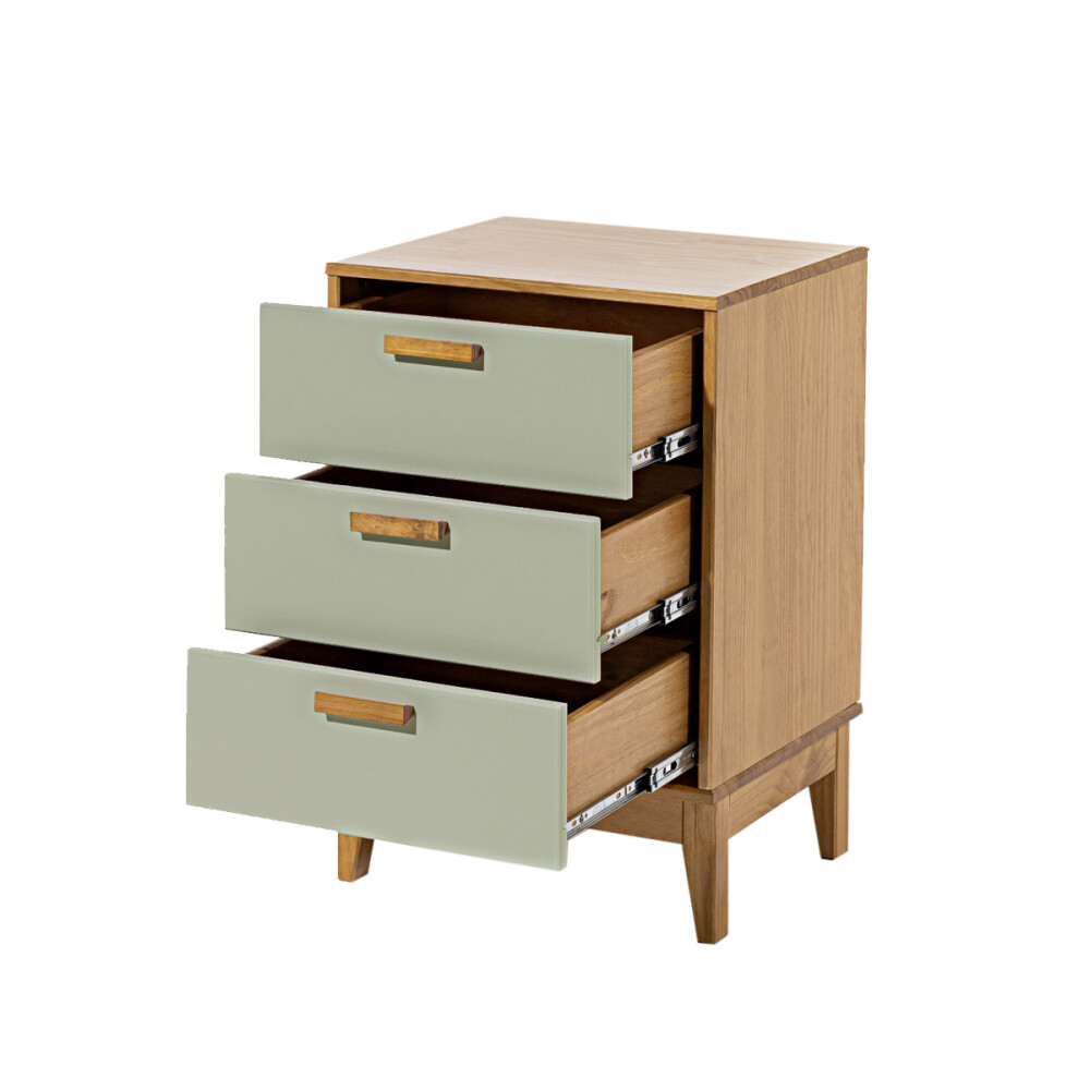 MESA DE LUZ O NOCHE 3 CAJONES EN MADERA MACIZA VERDE