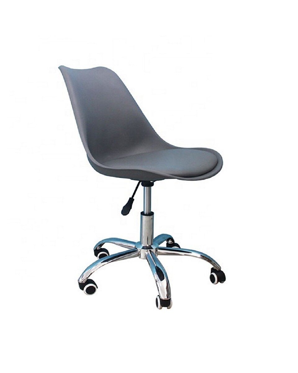 Silla Eames para oficina con rueditas y altura ajustable - Gris 