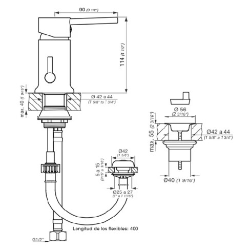 Griferia De Bidet Monocomando Linea Lilo Fv Cromo 000