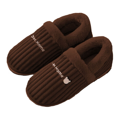 Pantuflas Peluche Unisex Antidesliz Suela Gruesa Invierno Marrón
