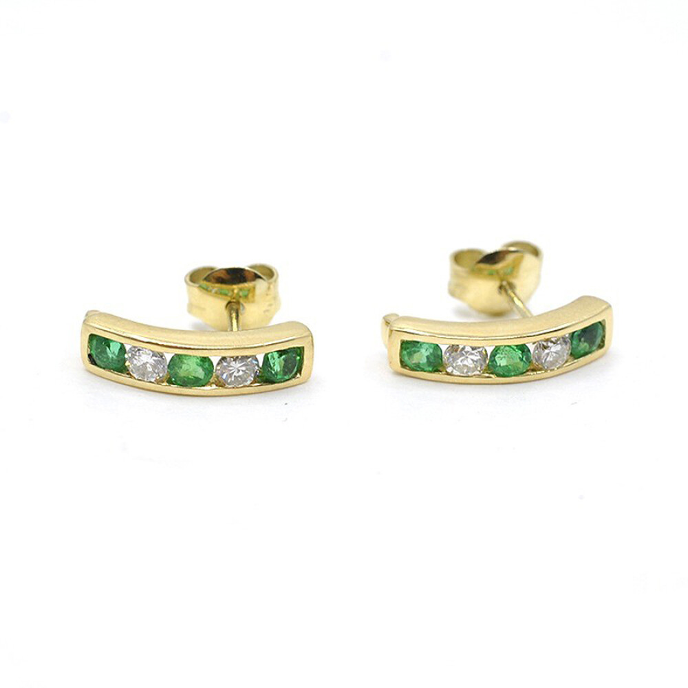 Caravanas En Oro 18K, Brillantes Y Esmeraldas Caravanas En Oro 18K, Brillantes Y Esmeraldas