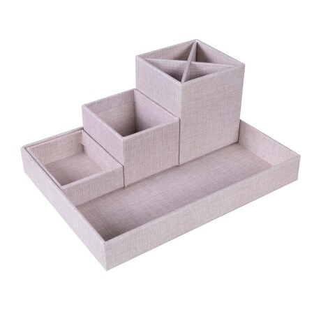 ORG ESCRITORIO 4 PIEZAS PAPEL NATURAL-BEIGE LENA