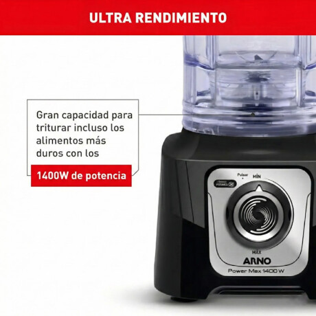 Licuadora Arno Power Max | Potencia de 1400w | Jarra de 3,1 Lts. | Color negro. Licuadora Arno Power Max | Potencia de 1400w | Jarra de 3,1 Lts. | Color negro.