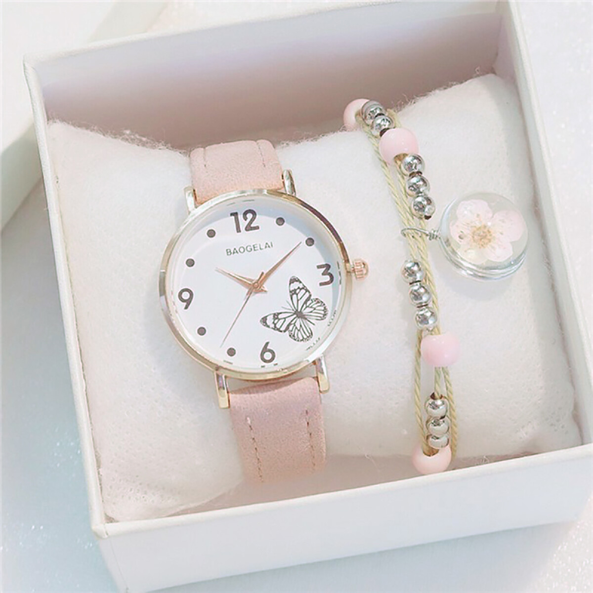 Set de reloj para dama - Mariposa con pulsera 