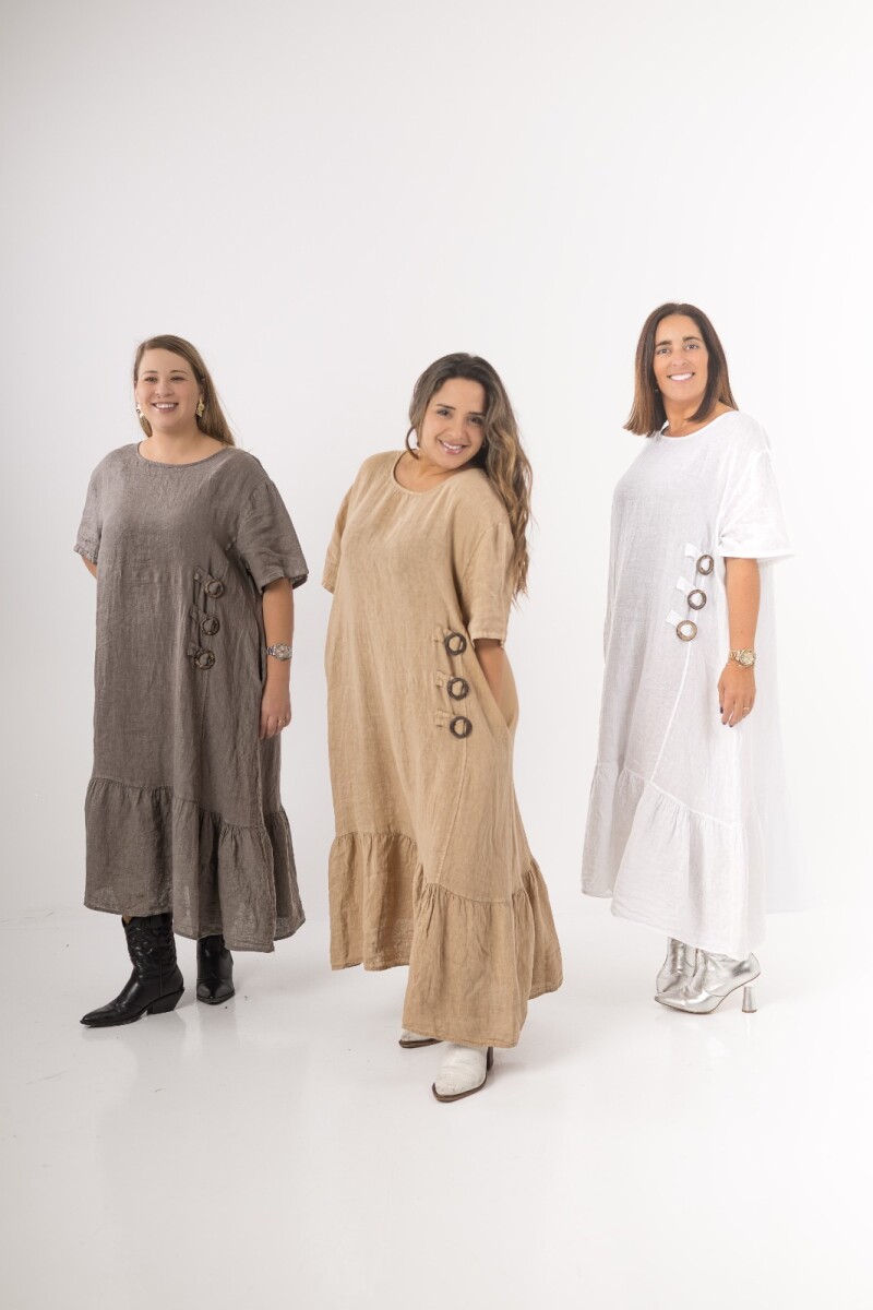 Vestido 100% lino Made in Italy - Beige 