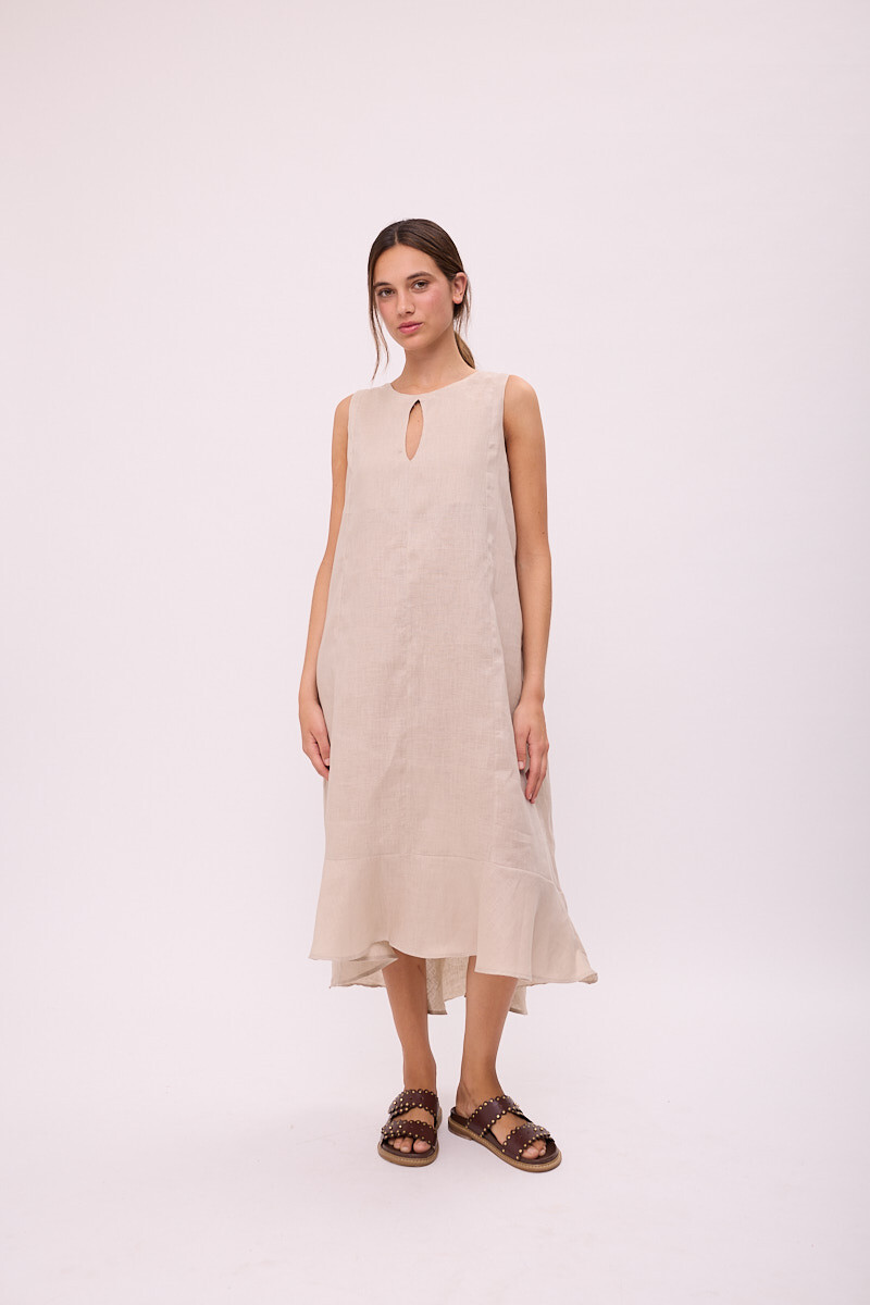 VESTIDO POLK LONG - Beige 