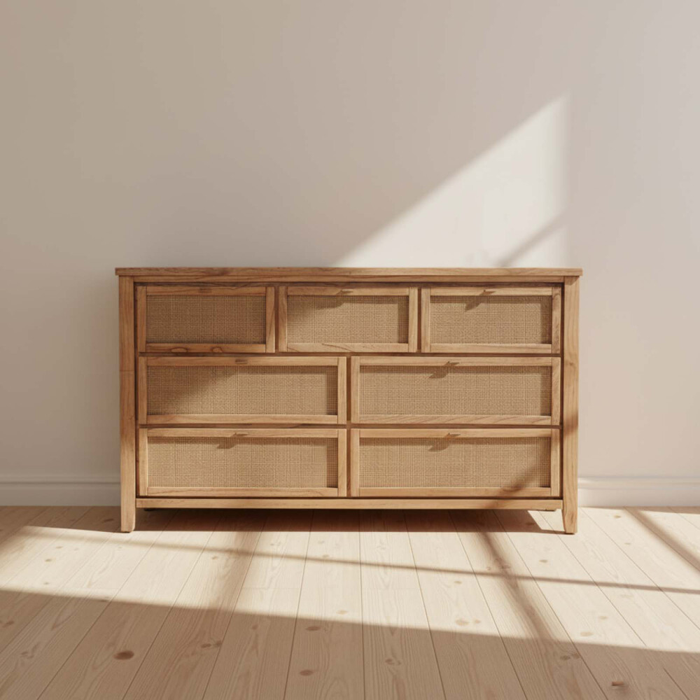 CÓMODA MADERA NATURAL-BEIGE MINDI