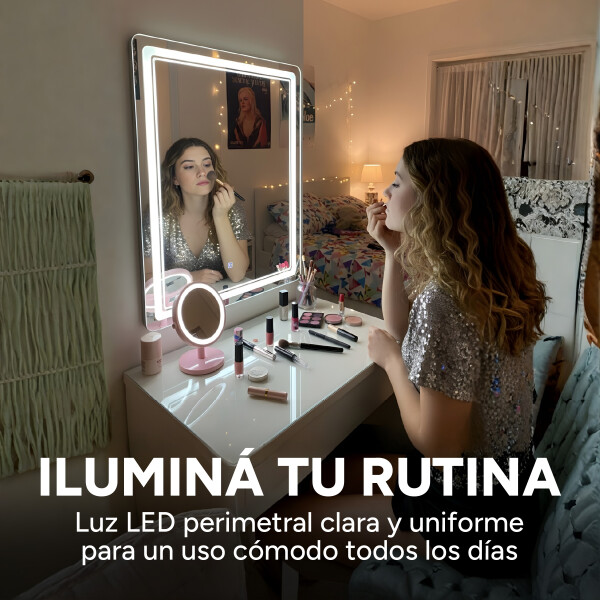 Espejo Rectangular Baño Táctil 3 Modos Retroiluminado 80X60 Rectangular