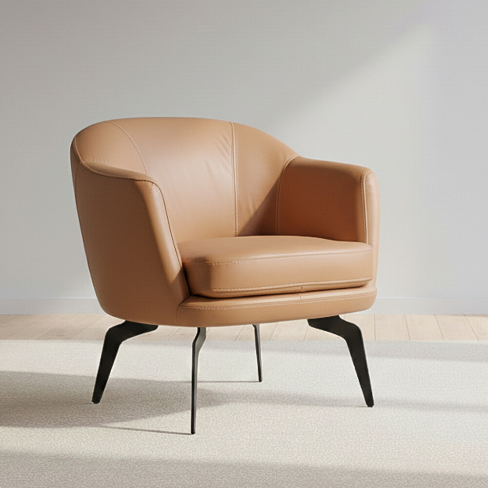 BUTACA FIJA 1 CUERPO CUERO MARRON 1002 CAMEL