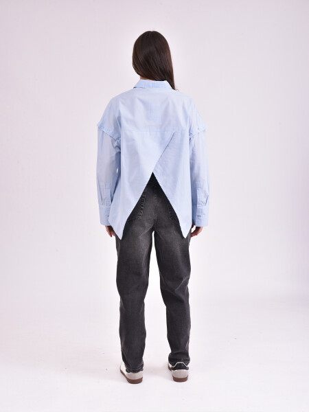 CAMISA MANGO CELESTE