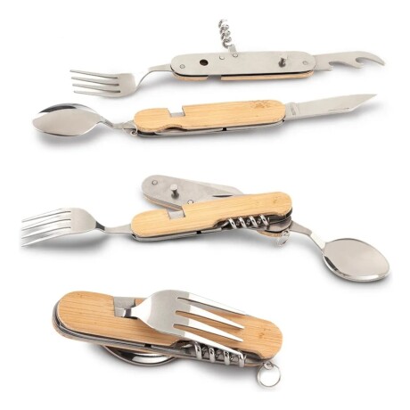 CUBIERTOS PLEGABLES MANGO MADERA.- CUBIERTOS PLEGABLES MANGO MADERA.-