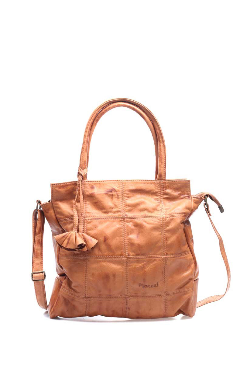 Bolso Grande Cuadrito Cuero - Terracota 