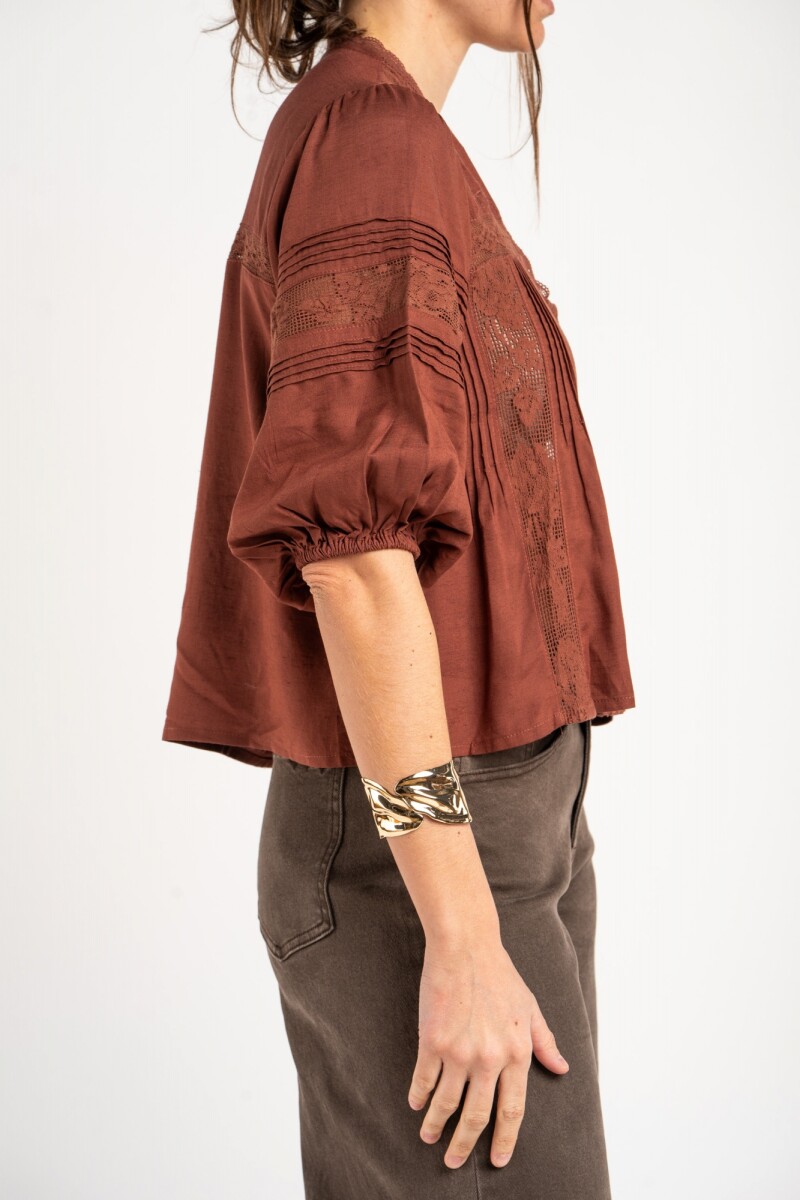 Blusa Encaje Marron