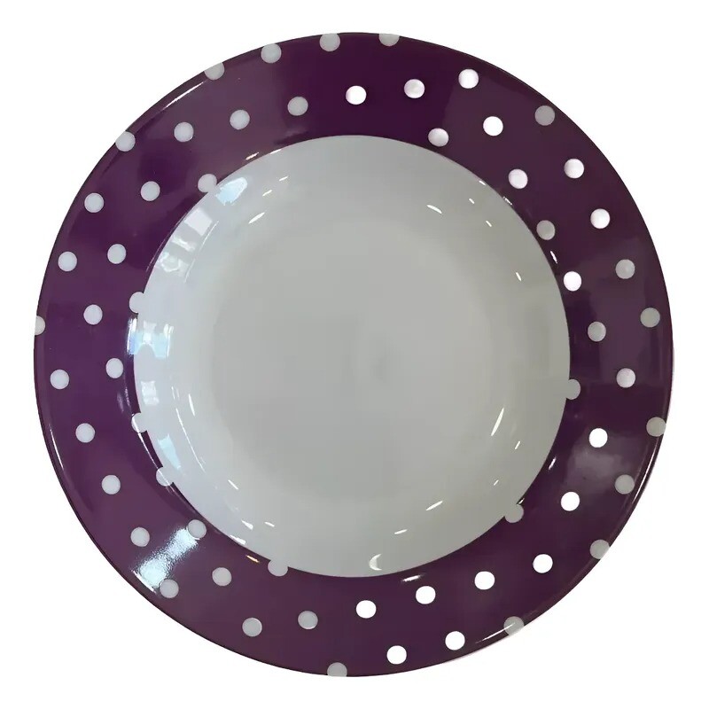 Plato Hondo Con Diseño De Lunares - Violeta - Bg Plato Hondo Con Diseño De Lunares - Violeta - Bg
