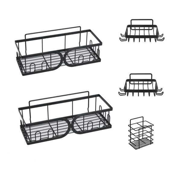 Set X5 Estante Organizador Baño Accesorio Jaboneras Adhesivo IMBACK Color Negro Set X5 Estante Organizador Baño Accesorio Jaboneras Adhesivo IMBACK Color Negro