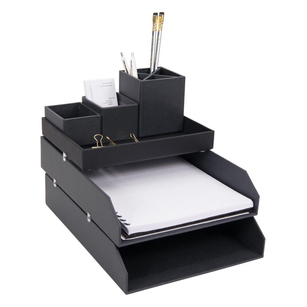 ORG ESCRITORIO 4 PIEZAS PAPEL NEGRO LENA