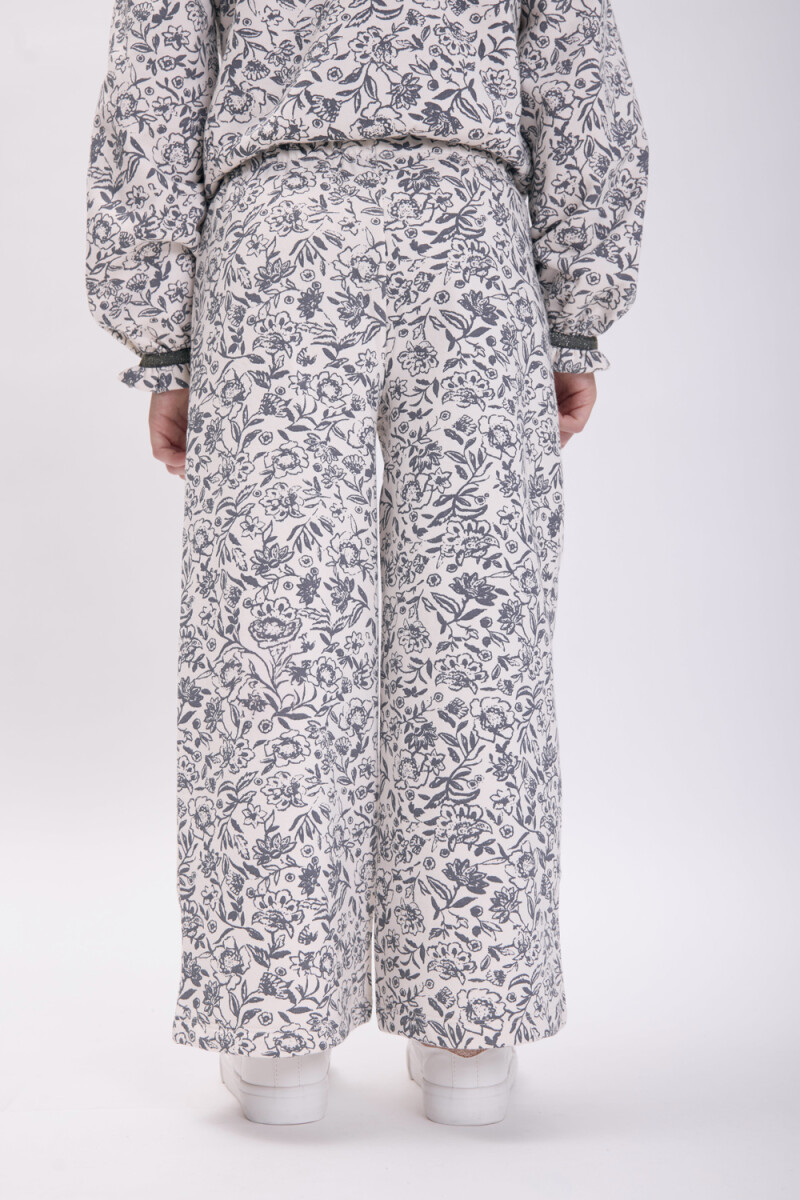 Pantalón deportivo estampado ancho Crudo
