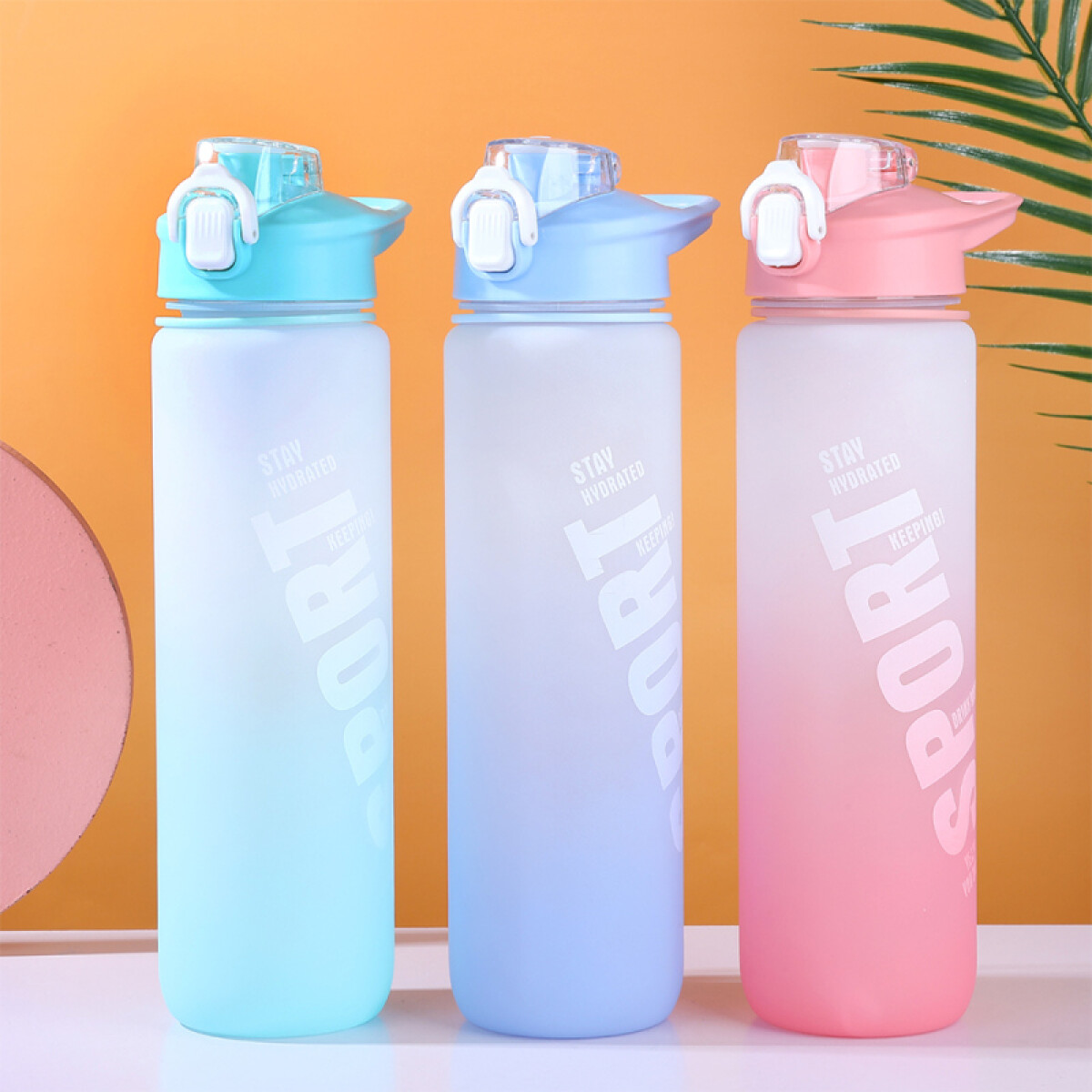 Botella De Plástico Sporty Tapa Abatible - 1000ml 