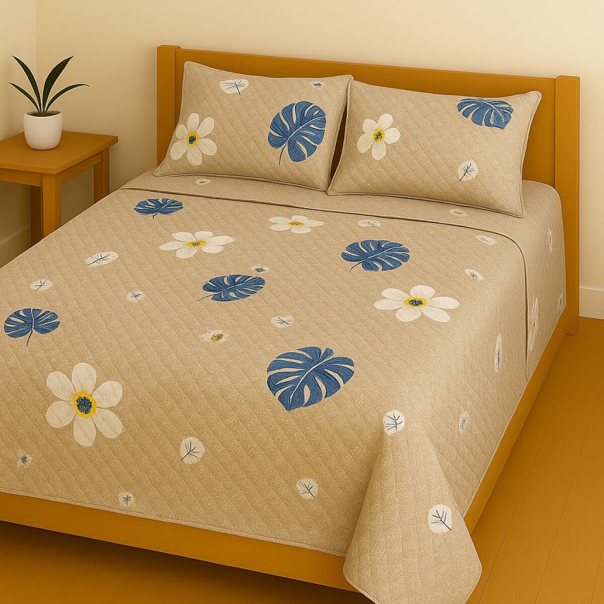 Cubrecamas 2 Plazas Nataly 3 Piezas 220 x 240 cm y 2 Fundas 50 x 70 cm Floreado - Nataly 