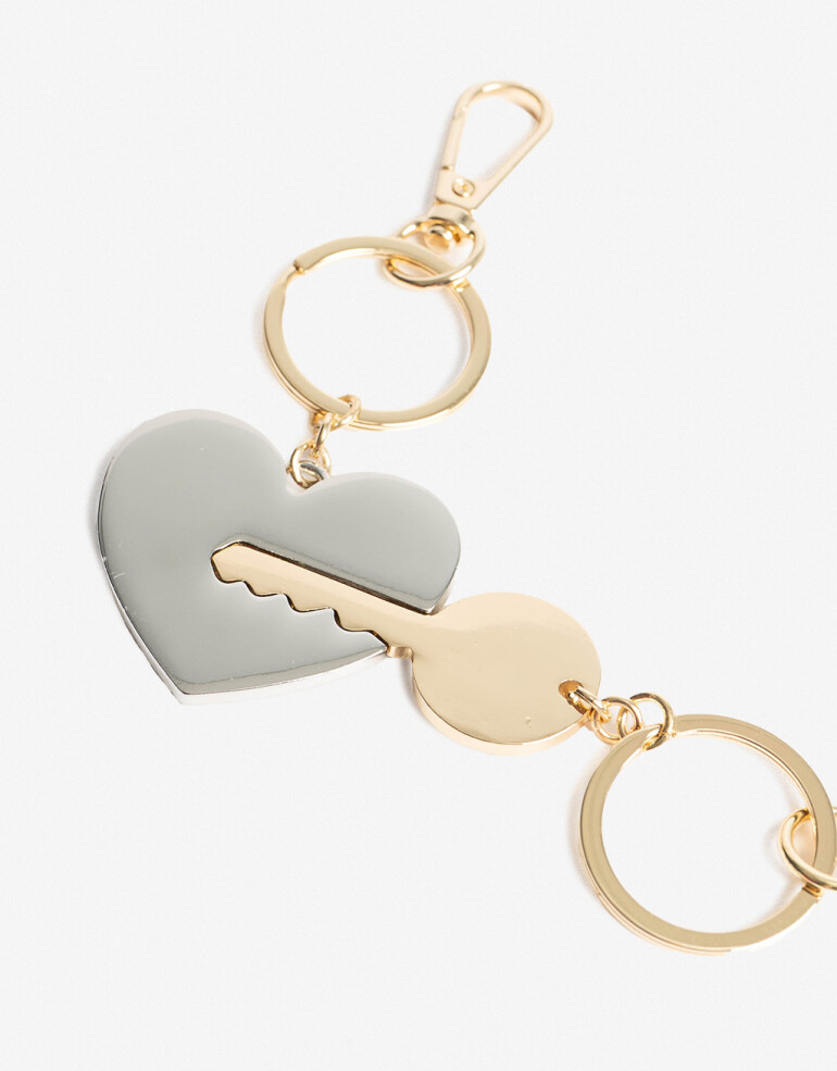 Llavero Metal Set Llavero Regalable, Llave Y Corazón. - Dorado