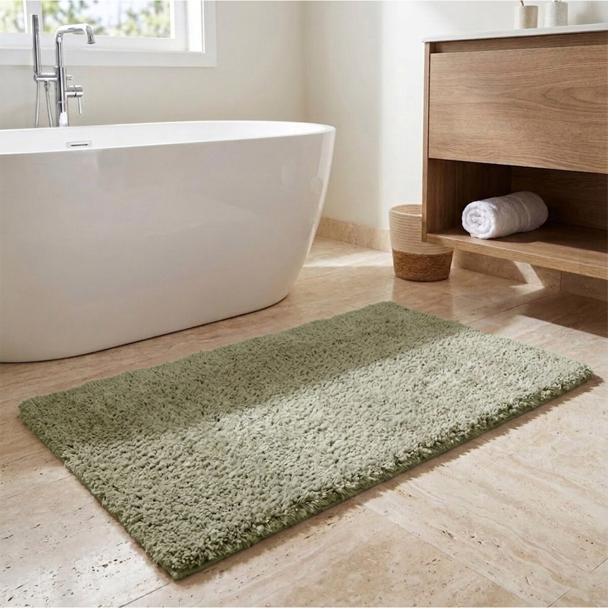 Alfombra Baño con Pelo Largo Home Class 40 x 60 cm - VERDE 