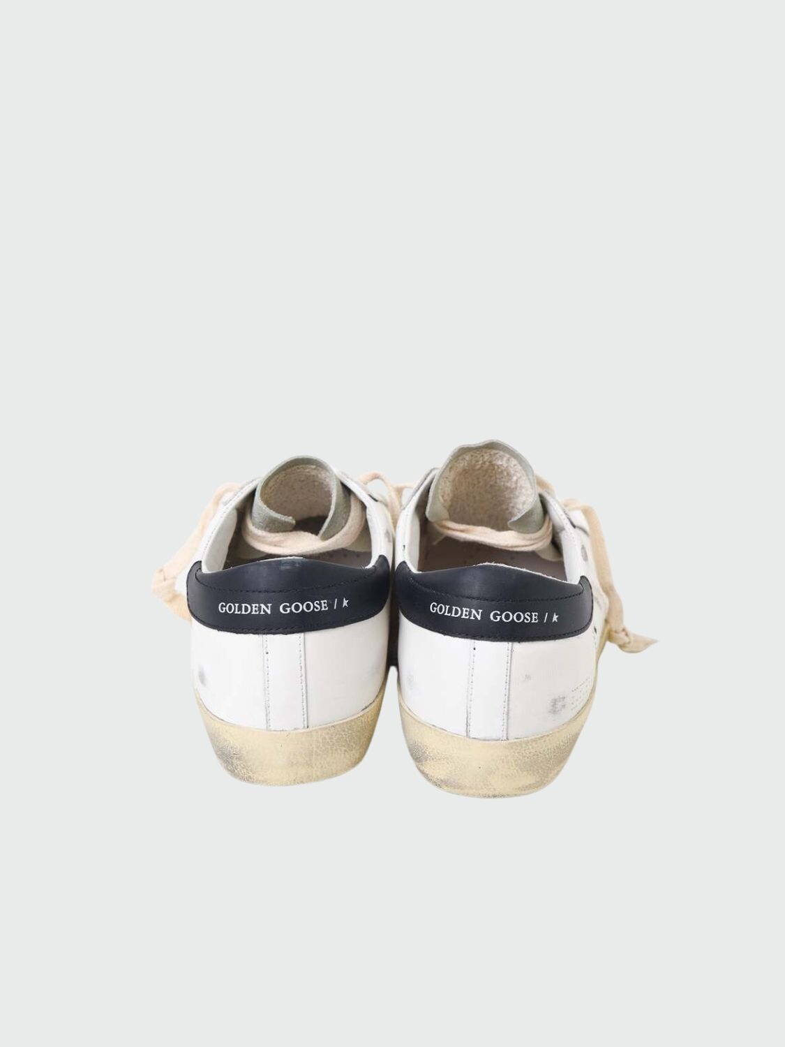 Golden Goose-Championes de cuero acordonados, Super Star Blanco