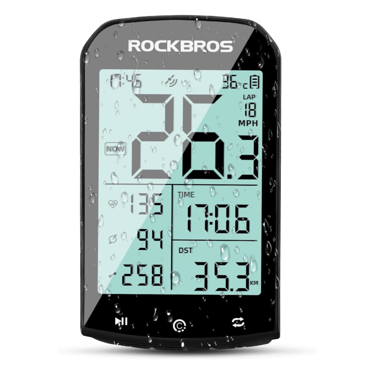 Rockbros - Ciclocomputador - M1. Certificación IPX6. Pantalla Lcd 2,9". Bluetooth 5.0. Gps. Color Ne 