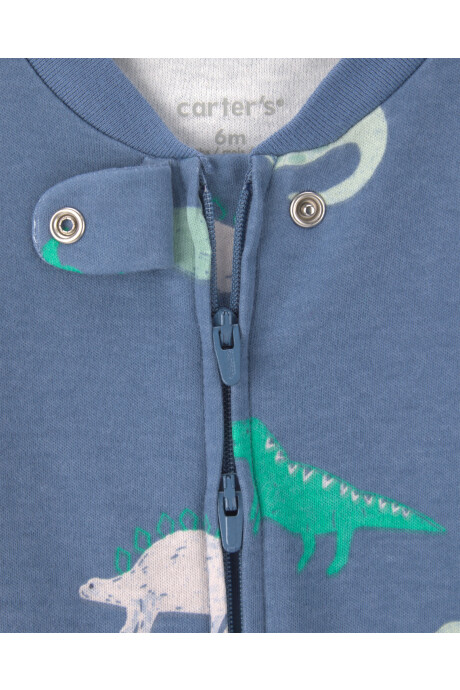 Pijama una pieza de algodón, con pie, azul marino, diseño dinos Sin color