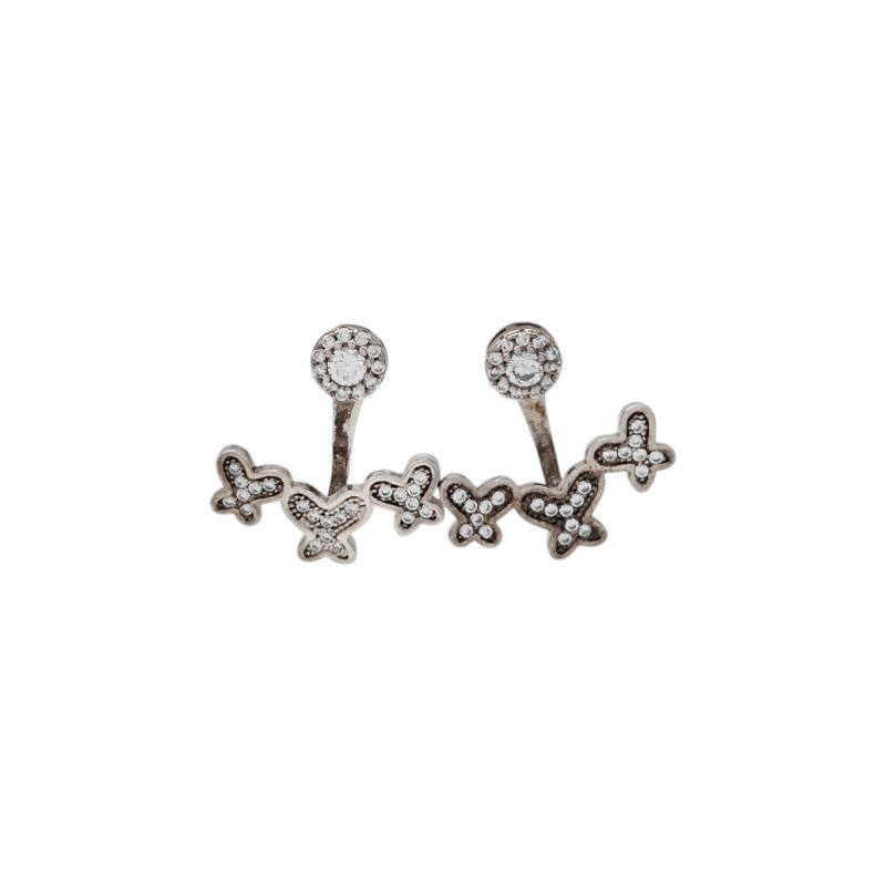 Caravanas Mariposa-Plata 925-Piedra Zirconia-CA3189 Conpiedra