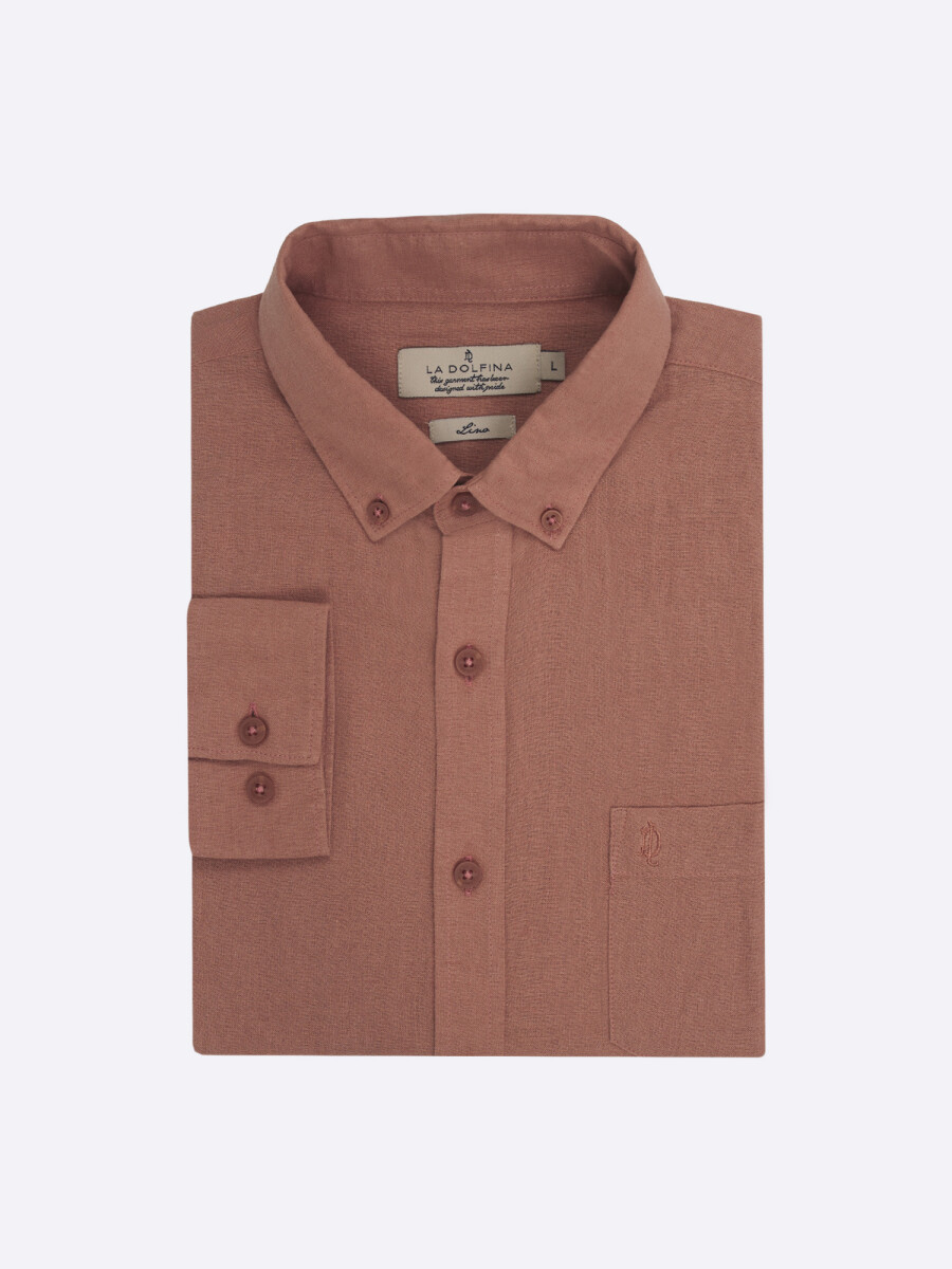 Camisa lino lisa - marsala 