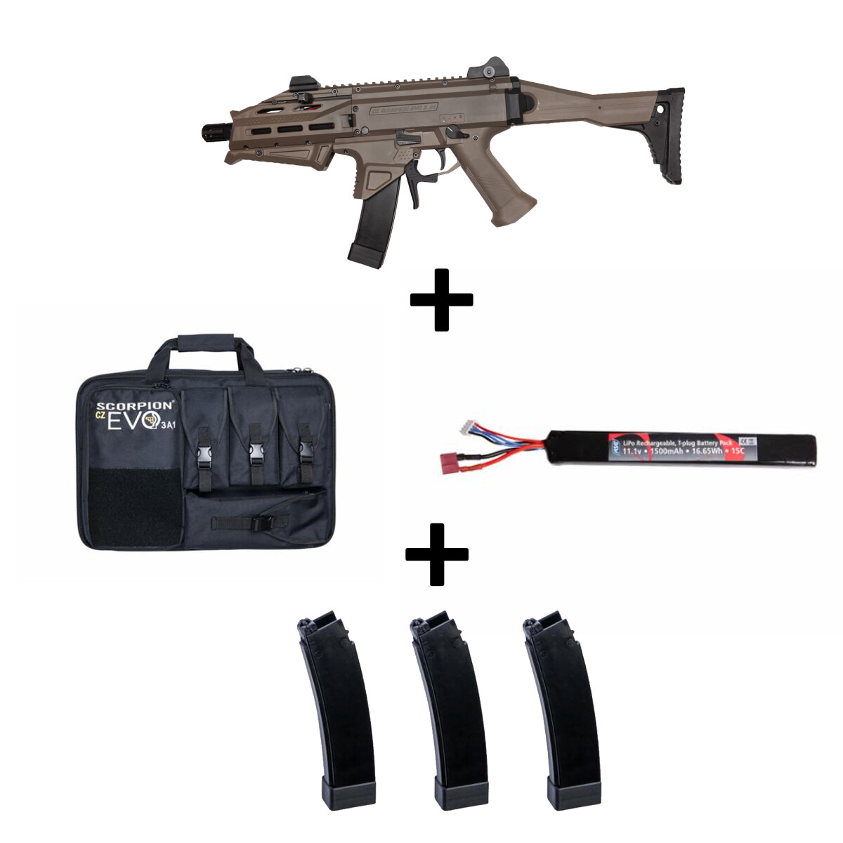 Combo CZ Scorpion EVO 3 ATEK + bolso de transporte + batería + 3 cargadores 