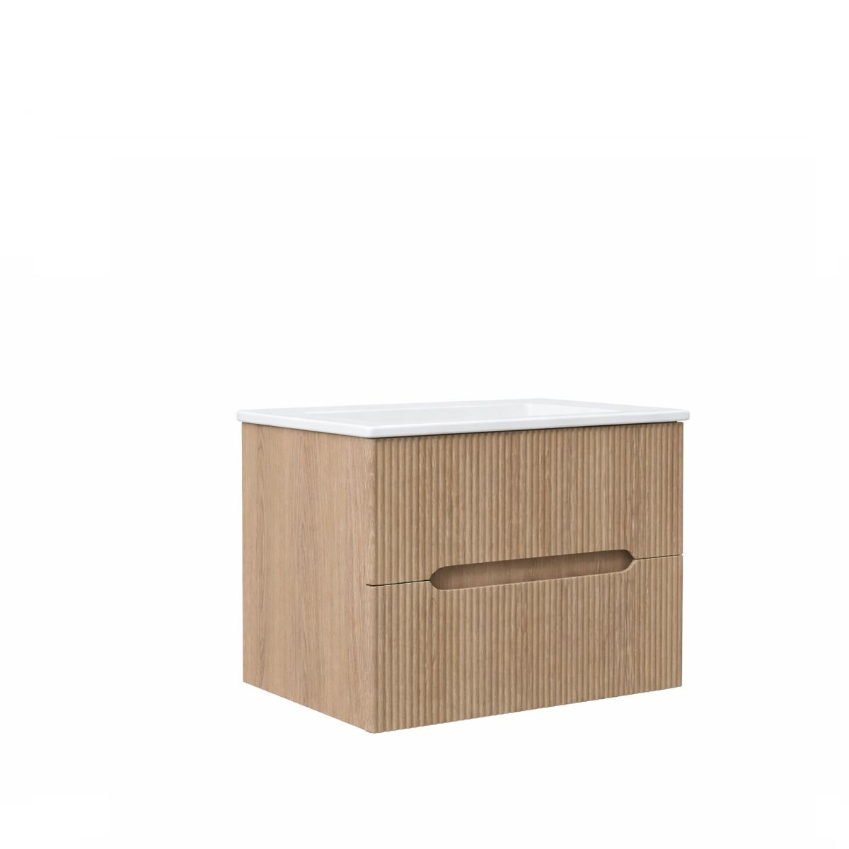 Mueble De Baño Suspendido Oak Ripado 60 Cm Con Bacha 