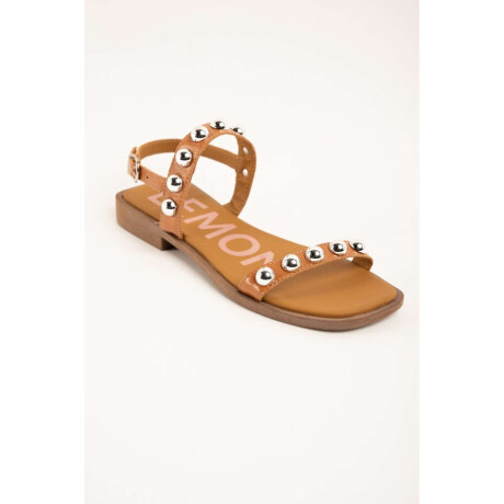 Sandalia Cuero Apliques Camel