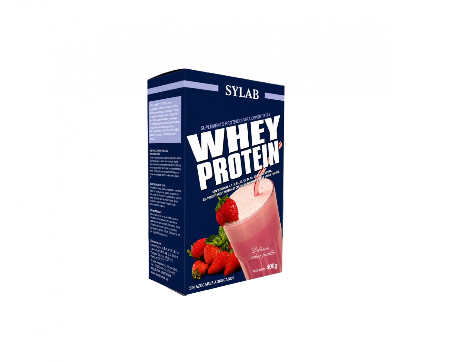Whey Protein con Vitaminas 400g SYLAB - Sabor Frutilla 