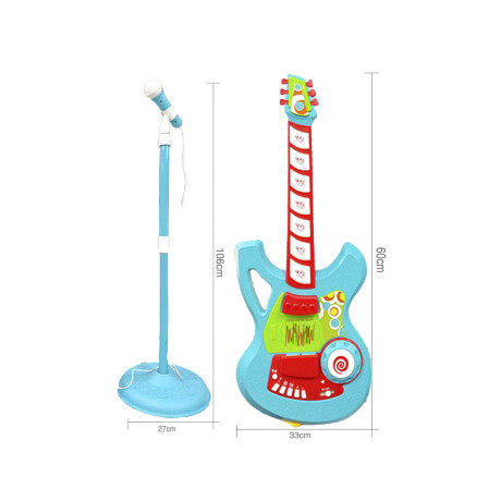 Guitarra Eléctrica Con Micrófono Para Niños Y Niñas Celeste