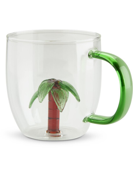 Taza HILMER Ø8xH9 cm 32 cl vidrio con palma Taza HILMER Ø8xH9 cm 32 cl vidrio con palma