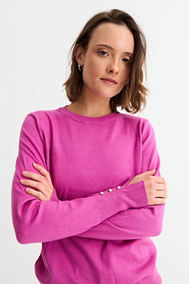 Sweater con detalle en manga ROSADO
