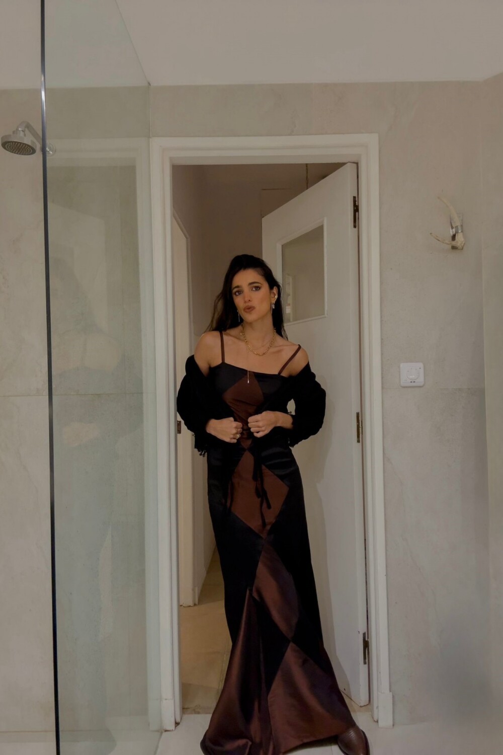 Mermaid Rombo Dress Negro / Chocolate