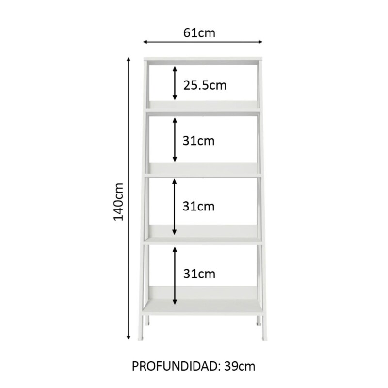 Estantería biblioteca multiuso Lumax escalera para Libros 4 Repisas Blanco