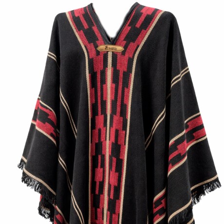Ponchos Bagual Negro con Rojo