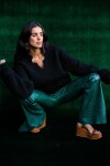Formal Leather Pants Crocco Verde