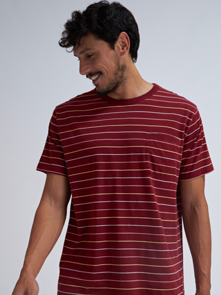 Camiseta manga corta Rayas Bordo