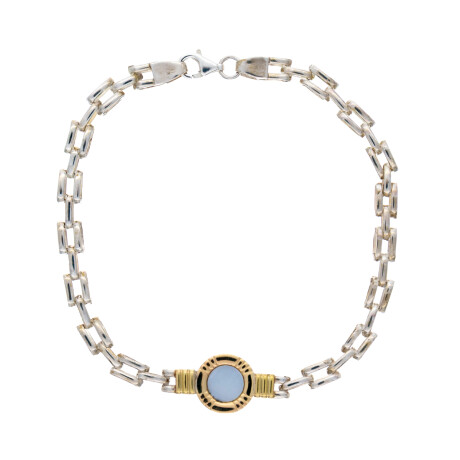 Pulsera de plata 925, double en oro 18 ktes y nácar. Pulsera de plata 925, double en oro 18 ktes y nácar.